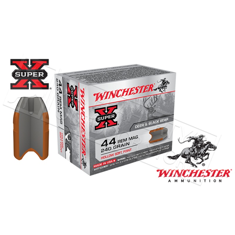 Winchester 44 Rem Mag Super-X, JSP 240 Grain Box of 20 #X44MHSP2