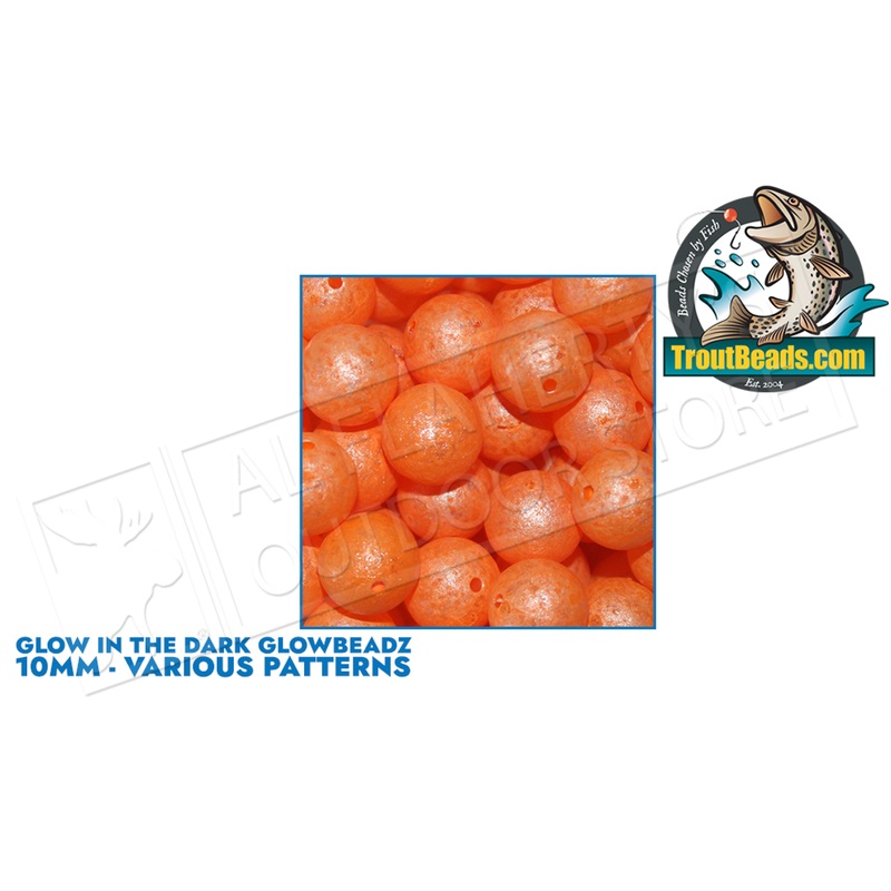 TroutBeads.com GlowBeadz, 10mm Packs of 15, Various Patterns #GL/10